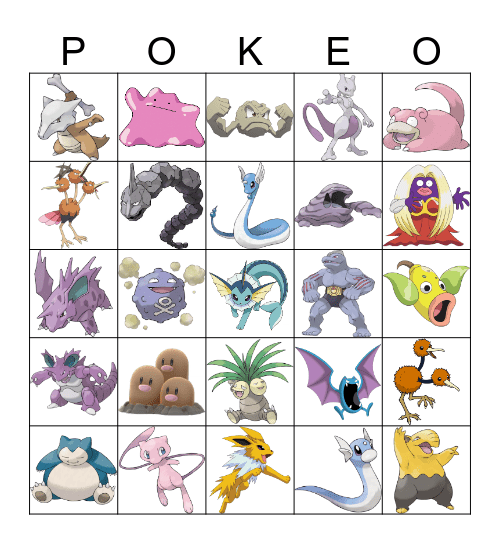 Pokemon Bingo Card