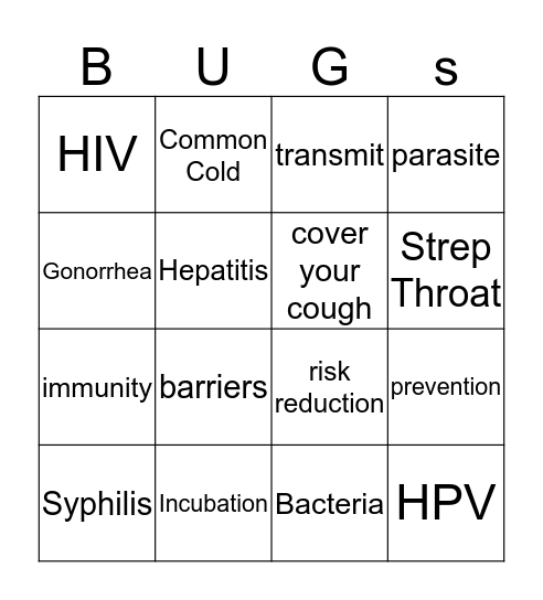 communicable diseases  Bingo Card