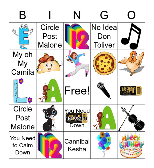 ELLA's Bday BINGO Card