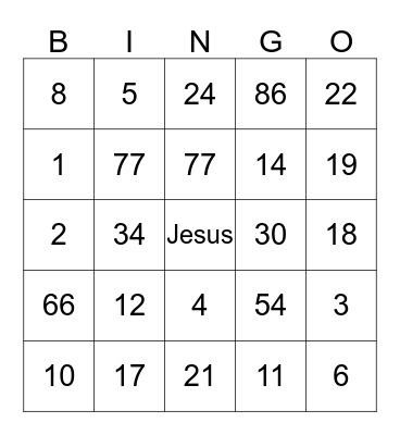 Bible Bingo Card