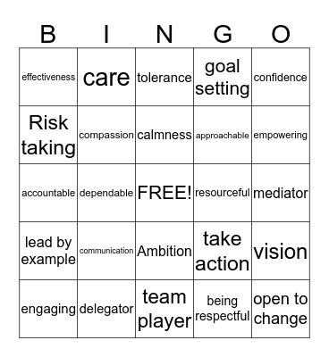 Leader or Manager Bingo Card