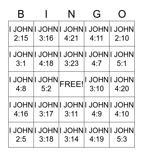 God is LOVE Bingo Card