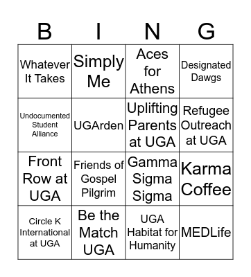 Service Bingo! Bingo Card