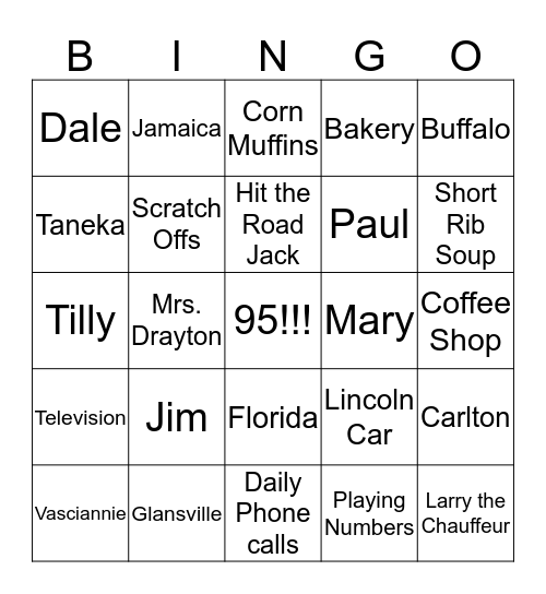 James Vasciannie Birthday Bingo Card