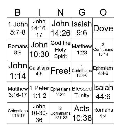 The Blessed Trinity Bingo  Bingo Card