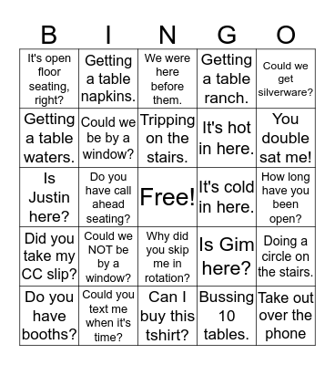 Host Bingo Card