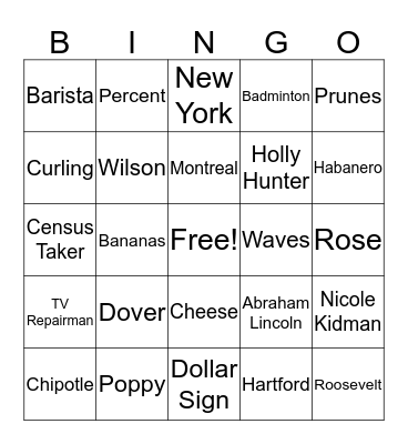 Trivia Bingo Card