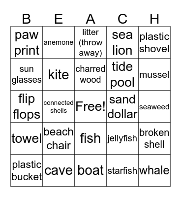 beach bingo Card