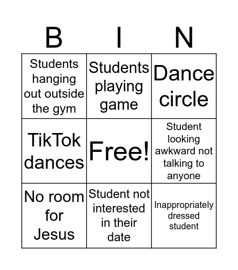 TOLO Dance Bingo Card