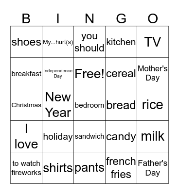 S1B: Final Review Bingo Card