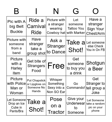 Stampede Bingo Card