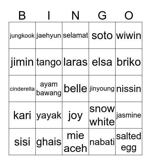 Untitled Bingo Card