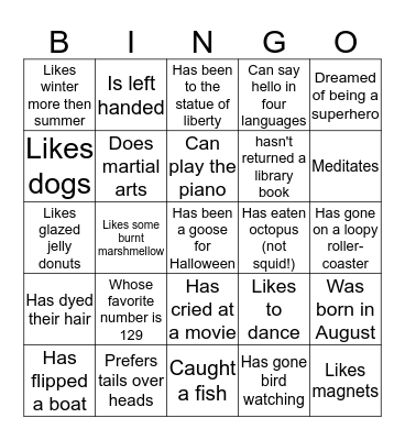 Find someone who.... Bingo Card