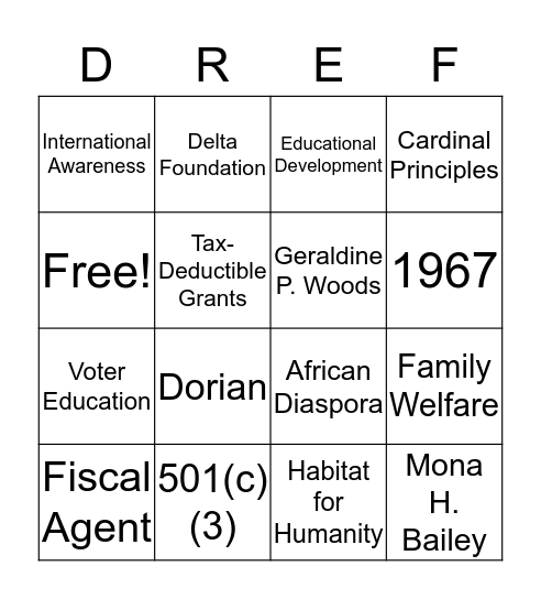 DELTA Bingo Card