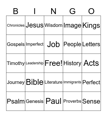 Making Sense of the Bible Bingo Card