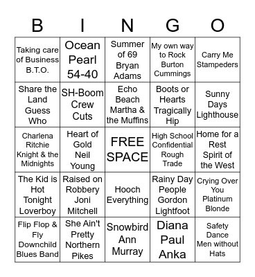 Canadian Bingo Card