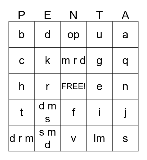 Pentatonic Melody Game Bingo Card