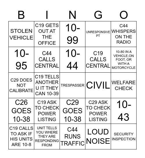911 EDITION (C19 SHIFT) Bingo Card