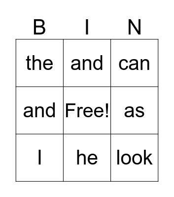 Thea's Words Bingo Card