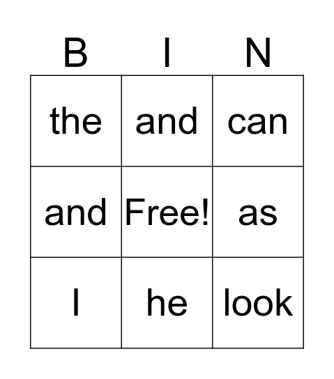 Thea's Words Bingo Card