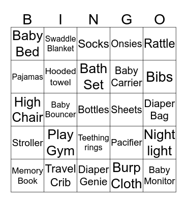 A & A's Baby Shower  Bingo Card