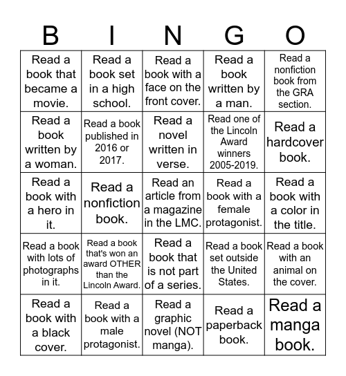 Rotary Reading Challenge BINGO Side 1: Reading! Bingo Card