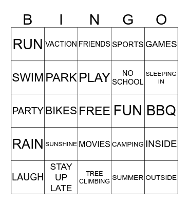 ALEX'S SUMMER PARTY Bingo Card