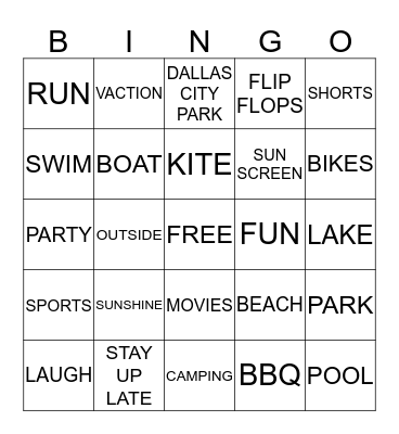 ALEX'S SUMMER PARTY Bingo Card