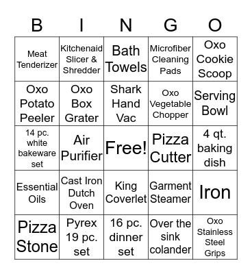 Wedding Shower Bingo Card