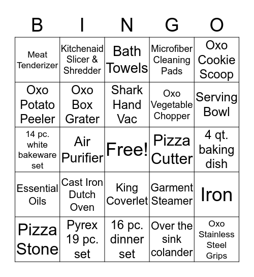 Wedding Shower Bingo Card