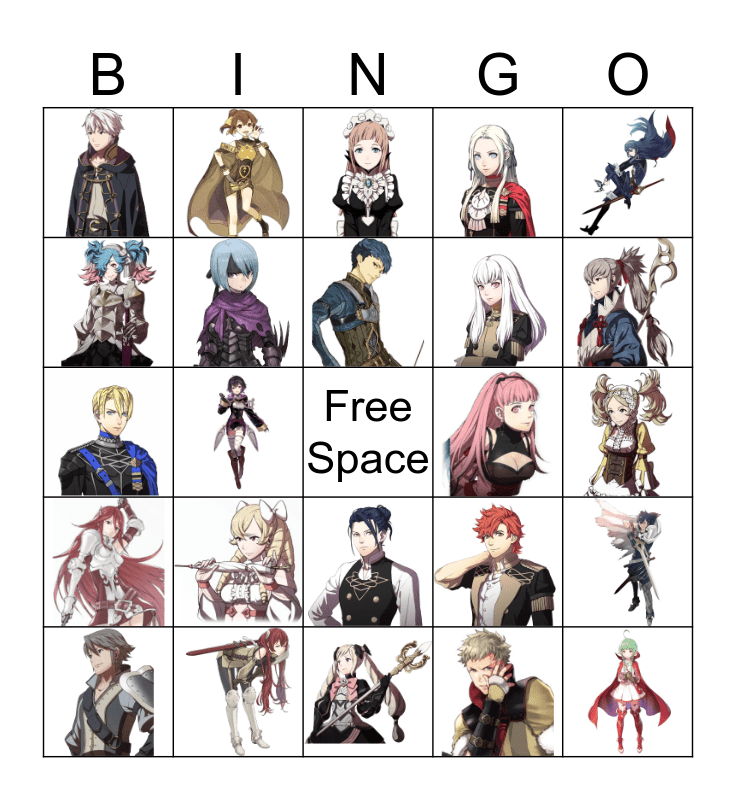 Fire Emblem Character Bingo Card