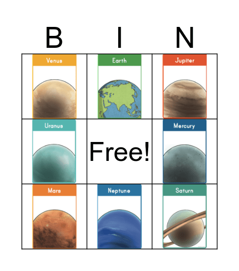 Planets Bingo Card