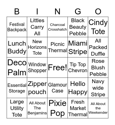 Thirty One Bingo Card