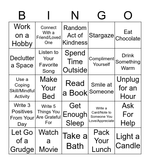 March Madness Mindful Bingo Card
