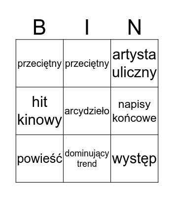 ART VOCABULARY Bingo Card