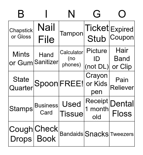 PURSE BINGO Card
