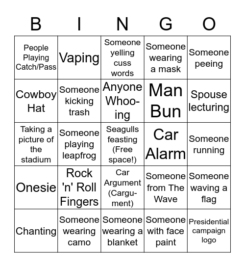 Post-Game People Watchin Bingo Card