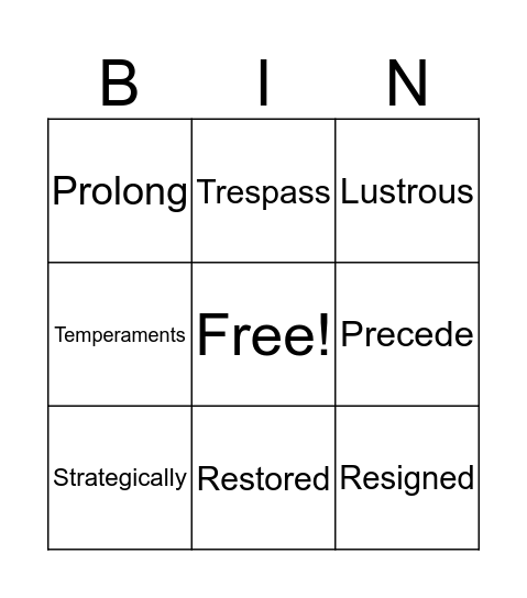 Emperor's Silent Army  Bingo Card