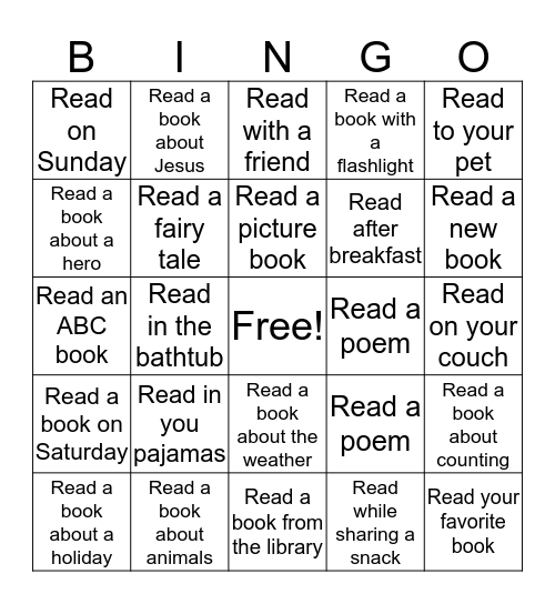 READING BINGO Card