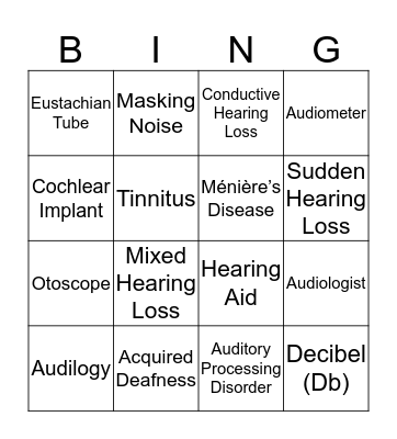 Audiology Bingo Card