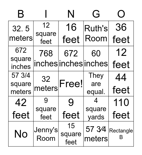 Rectangles, Triangles, and Circles Bingo Card