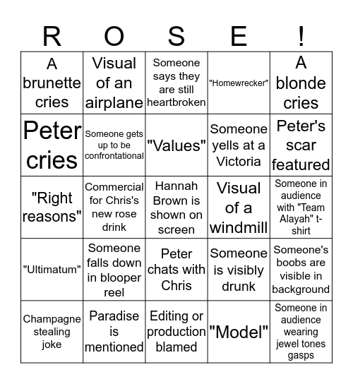Women Tell All Bingo Card