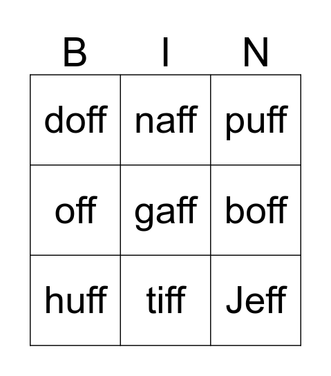 -ff Bingo Card