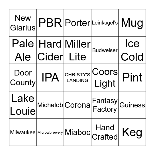 BEER BINGO Card