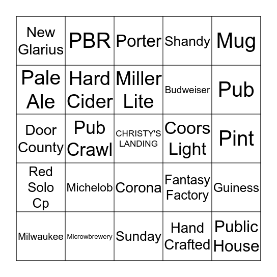 BEER BINGO Card