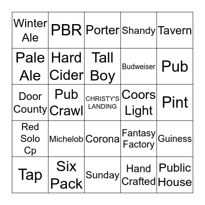 BEER BINGO Card