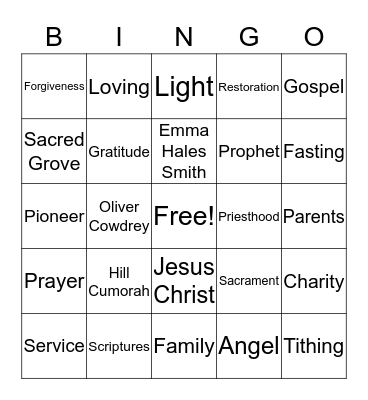 General Conference Bingo Card