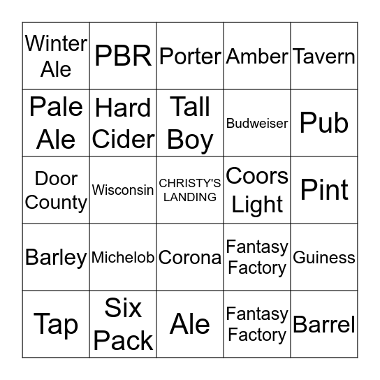 BEER BINGO Card