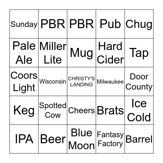 BEER BINGO Card