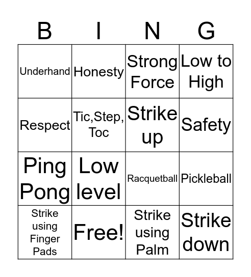 Striking BINGO Card